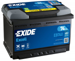 Aku Exide Excell EB740, 12 V, 74 Ah, 680 A