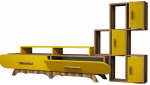 Sektsioonkapp Kalune Design Flora S 845HCT3036, kollane v./p&auml;hklipuu v., 36.8 cm x 205 cm x 50 cm