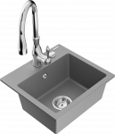 K&ouml;&ouml;givalamu koos kraaniga Mexen Milo, graniit, 43 cm x 41 cm x 17.1 cm, h&otilde;be/hall/kroom