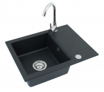 K&ouml;&ouml;givalamu koos kraaniga Alveus, messing/roostevaba teras/graniit, 59 cm x 44 cm x 16 cm, must v.