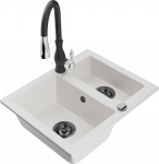 K&ouml;&ouml;givalamu koos kraaniga Mexen Carlos Savita, graniit, 58.2 cm x 47.5 cm x 17.7 cm, valge/must