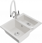 K&ouml;&ouml;givalamu koos kraaniga Mexen Carlos Duo, graniit, 58.2 cm x 47.5 cm x 17.7 cm, valge/h&otilde;be