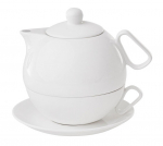 Teekann tassi ja alustassiga Ambition Salsa 61173, 0.375 l, valge v.