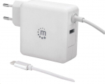 Telefoni laadija Manhattan 180245, USB Type C/USB Type A, 8.7 cm, valge v., 60 W