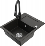 K&ouml;&ouml;givalamu koos kraaniga Mexen Enzo, graniit, 57.6 cm x 46.5 cm x 17.4 cm, kuldne/must