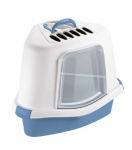 Suletud kassitualett Stefanplast Sprint Corner Plus, sinine v./valge v., suletud, 56 cm x 40 cm x 40 cm