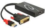 Adapter Delock DVI 24+1 male, USB Type-A male / Displayport 20 pin female, 0.3 m, must v.