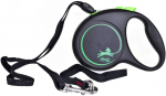 Automaatne jalutusrihm Flexi Black Design, must v./roheline v., 5 m