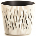 Lillepott Prosperplast Sandy Round, plastik, kreemjasvalge