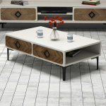Kohvilaud Kalune Design Samba, kreemjasvalge/pruun v., 105 cm x 60 cm x 34.6 cm