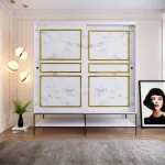 Riidekapp Kalune Design Martin 190, kuldne v./valge v./must v., 190 cm x 57 cm x 200 cm