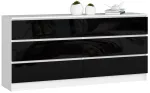 Kummut Akord K160 6SZ CLP, valge v./must v., 77 cm x 160 cm x 40 cm