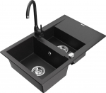 K&ouml;&ouml;givalamu koos kraaniga Mexen Gaspar, graniit, 73 cm x 47 cm x 17.7 cm, l&auml;bipaistev/must/kroom