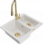 K&ouml;&ouml;givalamu koos kraaniga Mexen Carlos Savita, graniit, 58.2 cm x 47.5 cm x 17.7 cm, kuldne/valge