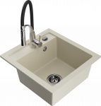 K&ouml;&ouml;givalamu koos kraaniga Mexen Vito, graniit, 52 cm x 49 cm x 21 cm, kroomi/must/beež