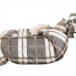 Voodipesukomplekt SBA-081, valge v./hall v./punane v., 70 x 80 cm, 200 x 220 cm