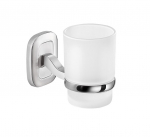 Vannitoa klaas ja hoidik Gedy Everest, valge v./kroomi v./roostevaba teras v., 9.5 cm x 11.6 cm x 6.8 cm