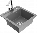 K&ouml;&ouml;givalamu koos kraaniga Mexen Vito Grey+Chrome, graniit, 49 cm x 52 cm x 21 cm, hall/kroom