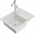 K&ouml;&ouml;givalamu koos kraaniga Mexen Enzo, vaik/graniit, 57.6 cm x 46.5 cm x 17.4 cm, valge