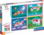 Pusle 4in1 Clementoni Day With Unicorns 21740, 14 cm x 19 cm, 72 tk, mitmev&auml;rviline