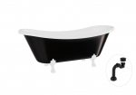 Vann, teisaldatav Besco Amelia B&W, 190 cm x 77 cm x 69 cm, ovaalne, valge/must