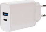 Telefoni laadija Vivanco USB-A/USB-C PD3 20W, USB/USB-C, valge v., 20 W