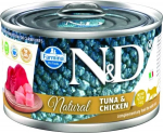 Kassi m&auml;rgtoit Farmina N&D Natural Tuna & Chicken, kanaliha/tuunikala, 0.14 kg