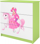 Laste kummut Kocot Kids Babydreams Princess On Horse, valge v./roheline v., 80 cm x 41 cm x 8.5 cm