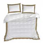 Voodipesukomplekt Laura, valge v./beež v., 70 x 80 cm, 200 x 220 cm