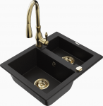 K&ouml;&ouml;givalamu koos kraaniga Mexen Carlos Savita, graniit, 58.2 cm x 47.5 cm x 17.7 cm, kuldne/must