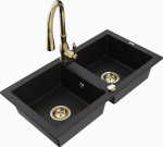 K&ouml;&ouml;givalamu koos kraaniga Mexen Mario, vaik/graniit, 82 cm x 43 cm x 16.1 cm, kuldne/must