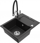 K&ouml;&ouml;givalamu koos kraaniga Mexen Enzo, vaik/graniit, 57.6 cm x 46.5 cm x 17.4 cm, h&otilde;be/must