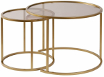 Kohvilaudade komplekt Nordure Aurum, l&auml;bipaistev v./kuldne v./pronksiv&auml;rvi v., 42 - 60 cm x 60 cm x 39 - 43 cm, 2 tk