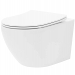 WC-pott, seinapealne Rea Carlo Mini Rimless Flat, kaanega, 365 mm x 490 mm