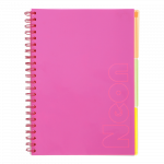 Vihik matemaatika/f&uuml;&uuml;sika/keemia Zibi Neon, ruuduline, A4, 120 lehte, Roosa