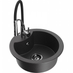 K&ouml;&ouml;givalamu koos kraaniga Mexen Diego, graniit, 48.8 cm x 48.8 cm x 16.7 cm, black granite+black/chrome v.