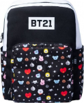 Kooli seljakott Line Friends BT21, must/mitmev&auml;rviline, 37 cm x 12 cm x 40 cm