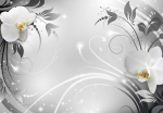 Fototapeet Artgeist Orchids On Silver, 70 cm x 100 cm