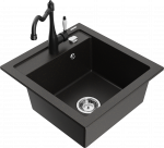 K&ouml;&ouml;givalamu koos kraaniga Mexen Vito, graniit, 49 cm x 52 cm x 21 cm, metallic black / gold