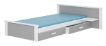 Lastevoodi ADRK Aldex Shelf, valge v./hall v., 90 x 200 cm, voodipesu kastiga, madratsiga