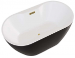 Vann, teisaldatav Besco Navia Black&White Matt, 160 cm x 80 cm x 60 cm, ovaalne, kuldne/valge