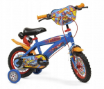 Lisaratastega laste jalgratas, laste Toimsa Hot Wheels T1268, sinine v./punane v./kollane v., 12"