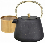 Teekann koos kurnaga King Hoff KH 1932, 1 l, kuldne v./must v.