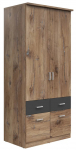 Riidekapp Brando 2, grafiit v./flagstaff oak dark v., 58 cm x 91 cm x 199 cm