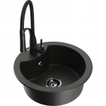 K&ouml;&ouml;givalamu koos kraaniga Mexen Diego, graniit, 48.8 cm x 48.8 cm x 16.7 cm, metallic black/gold+black