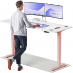 Arvutilaud reguleeritava k&otilde;rgusega Desktronic HomePro, 200 cm x 80 cm, 63 - 128 cm, valge v./roosa v.