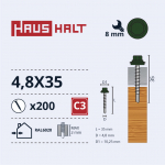 Isekeermestavad kruvid Haushalt DIN 7504K, 4.8 mm x 35 mm, 200 tk
