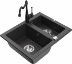 K&ouml;&ouml;givalamu koos kraaniga Mexen Carlos Black granite+Black, graniit, 58 cm x 47 cm x 17.7 cm, black granite+black