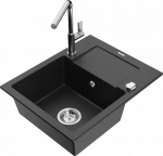 K&ouml;&ouml;givalamu koos kraaniga Mexen Enzo, vaik/graniit, 57.6 cm x 46.5 cm x 17.4 cm, h&otilde;be/must