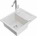 K&ouml;&ouml;givalamu koos kraaniga Mexen Enzo, vaik/graniit, 57.6 cm x 46.5 cm x 17.4 cm, valge